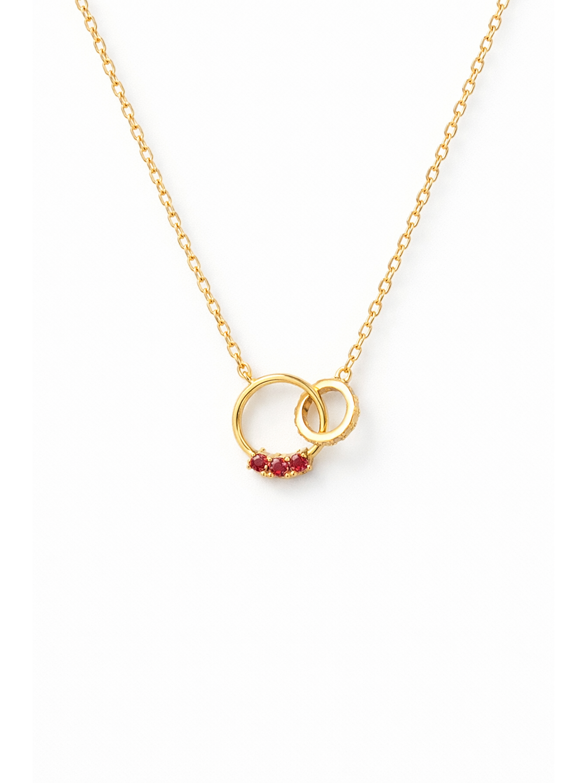 Gold Plated Interlocking Circle Zircon Necklace 1