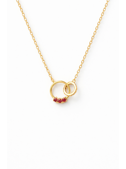 Gold Plated Interlocking Circle Zircon Necklace 1