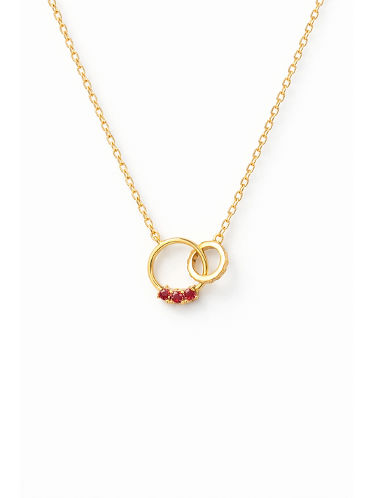 Gold Plated Interlocking Circle Zircon Necklace 1