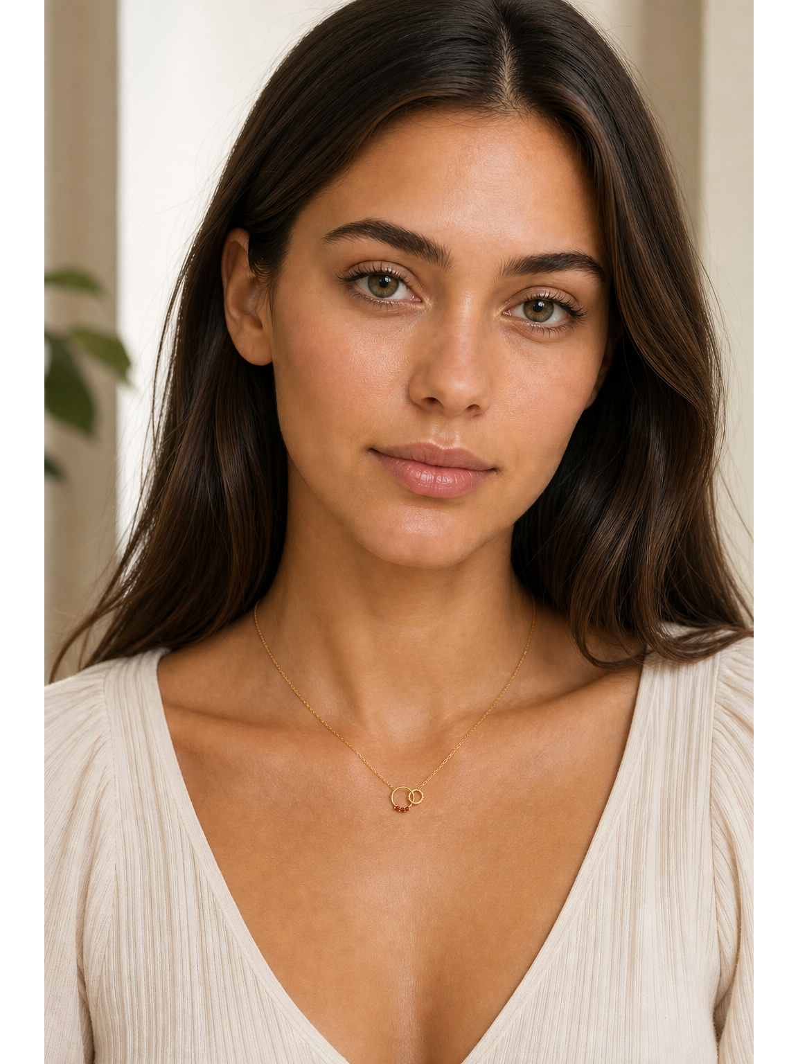 Gold Plated Interlocking Circle Zircon Necklace 2