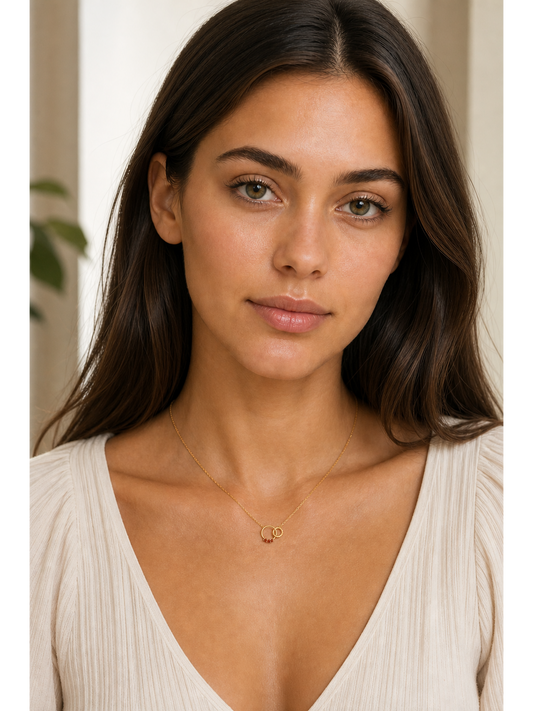 Gold Plated Interlocking Circle Zircon Necklace 2