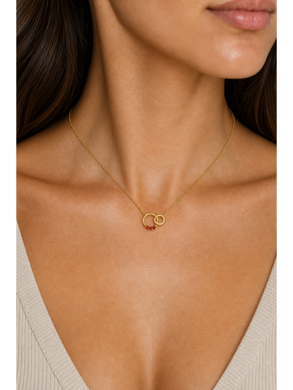 Gold Plated Interlocking Circle Zircon Necklace 3