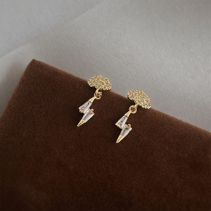 Lightning Cloud Drop Gold Plated with Sterling Silver Posts Earring 1