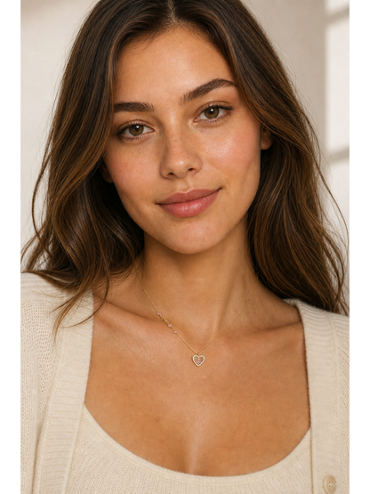 Gold Plated Pink Heart Bow Necklace 2