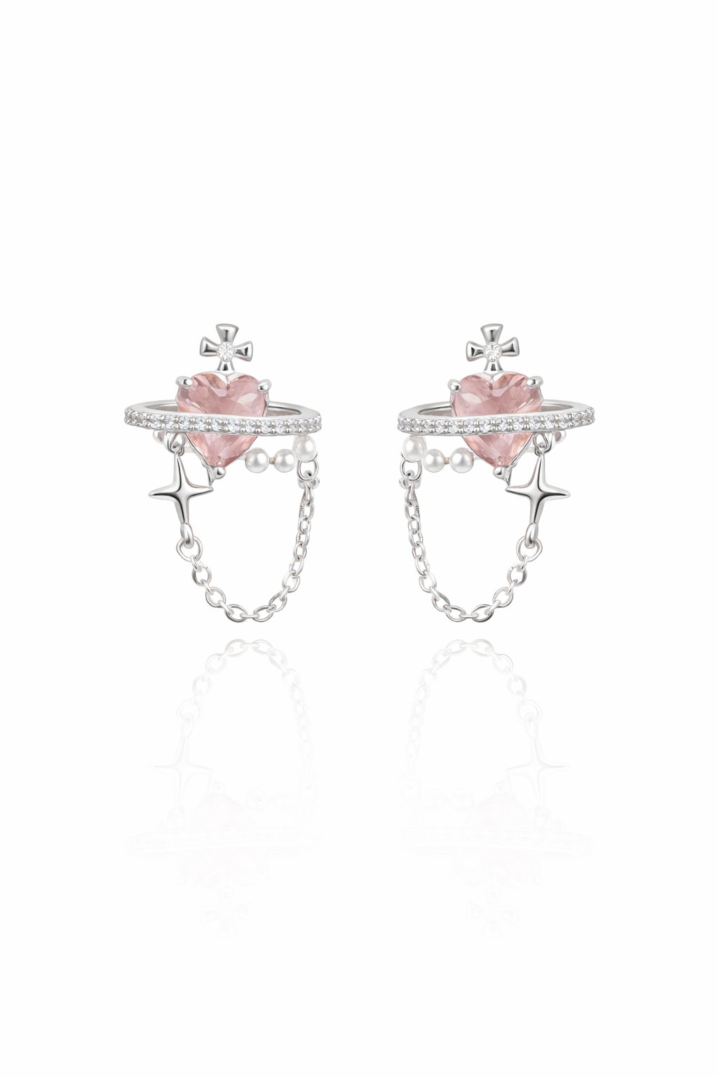 Plated Planet And Star Tassel With Zircon Detail Gold with Sterling Silver Posts Earring 1