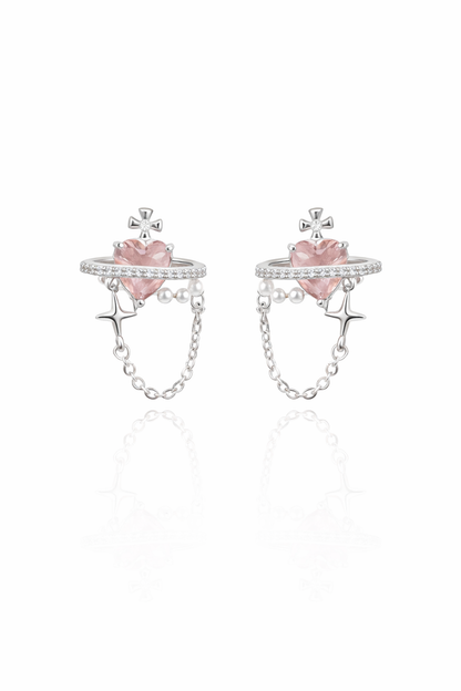 Plated Planet And Star Tassel With Zircon Detail Gold with Sterling Silver Posts Earring 1