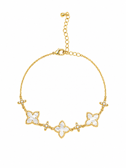 Gold Plated Shell Four-Leaf Flower Bracelet 1