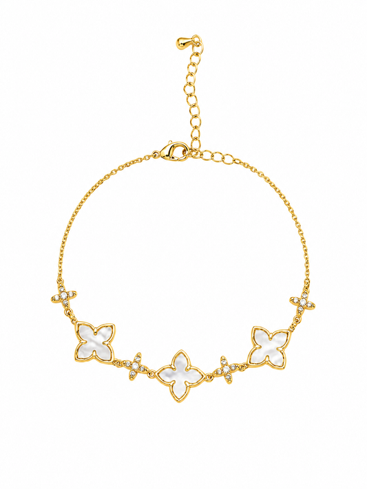 Gold Plated Shell Four-Leaf Flower Bracelet 1
