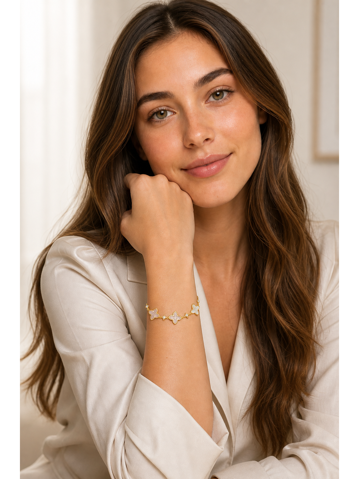 Gold Plated Shell Four-Leaf Flower Bracelet 2