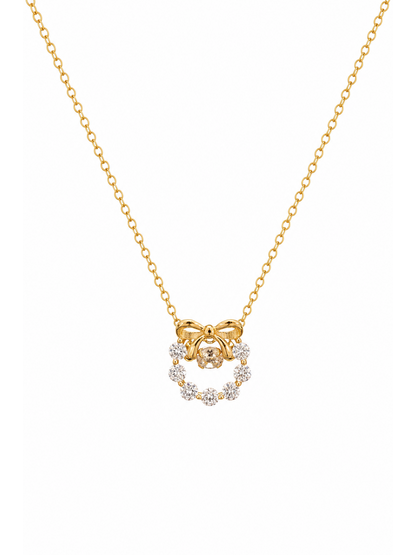 Gold Plated Sterling Silver Bow Zircon Necklace 1