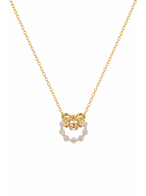 Gold Plated Sterling Silver Bow Zircon Necklace