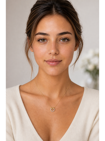 Gold Plated Sterling Silver Bow Zircon Necklace 2