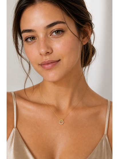 Gold Plated Sterling Silver Bow Zircon Necklace 3