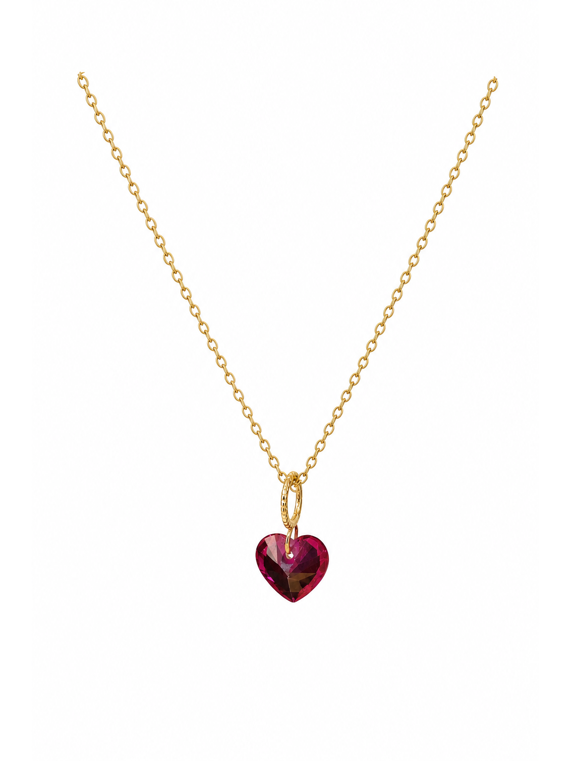 Gold Plated Sterling Silver Red Heart Pendant Necklace 1