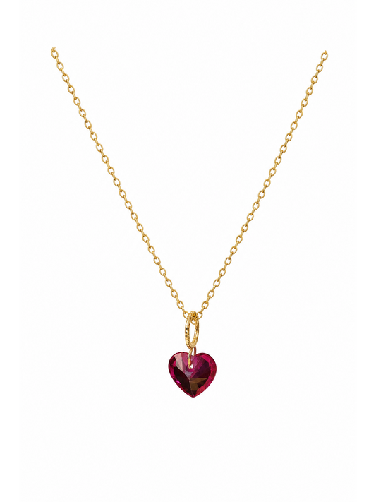 Gold Plated Sterling Silver Red Heart Pendant Necklace 1