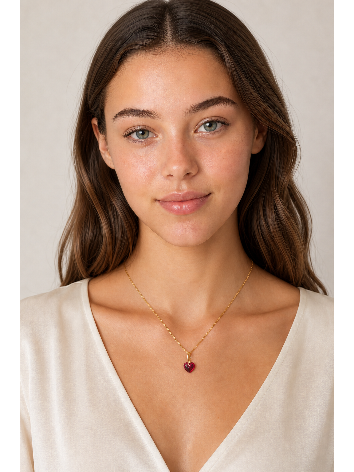 Gold Plated Sterling Silver Red Heart Pendant Necklace 2