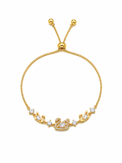 Gold Plated Swan Adjustable Zircon Bracelet 1