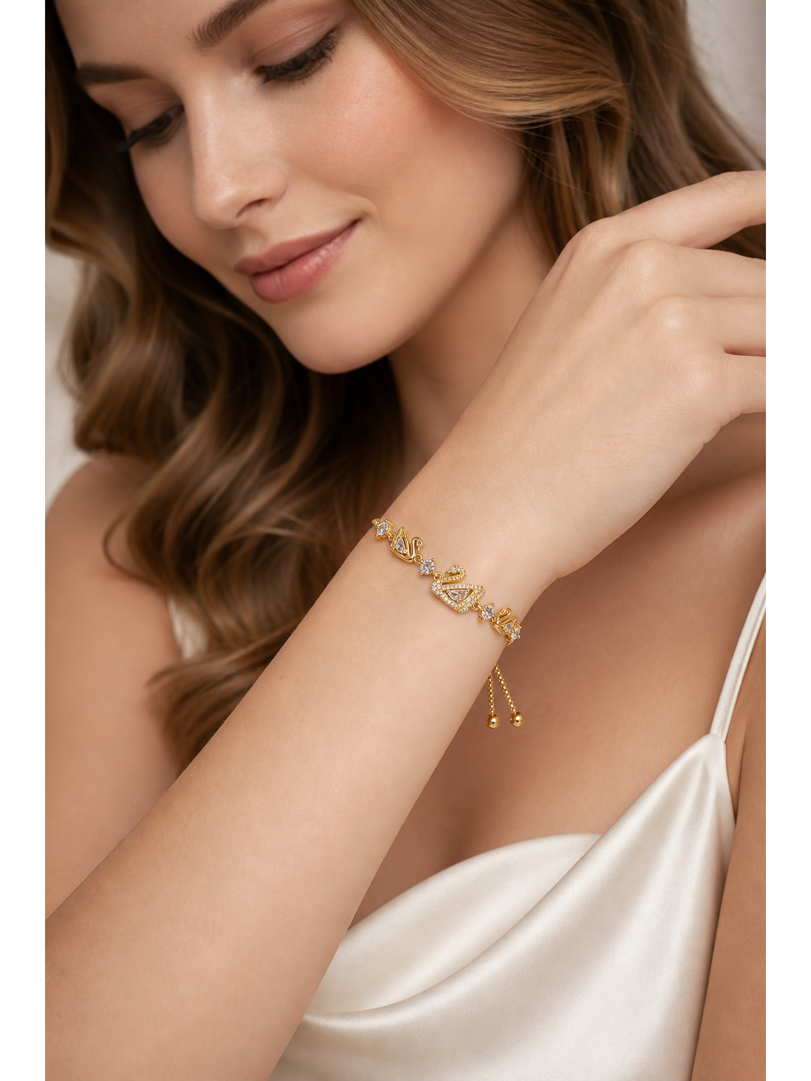 Gold Plated Swan Adjustable Zircon Bracelet 3
