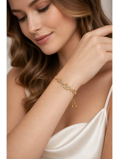 Gold Plated Swan Adjustable Zircon Bracelet 3