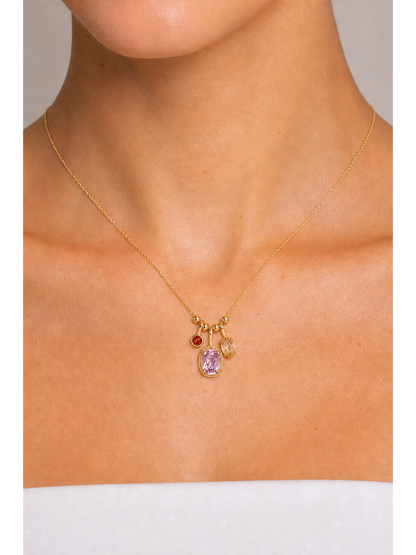 Gold Plated Triple Zircon Charm Necklace 3