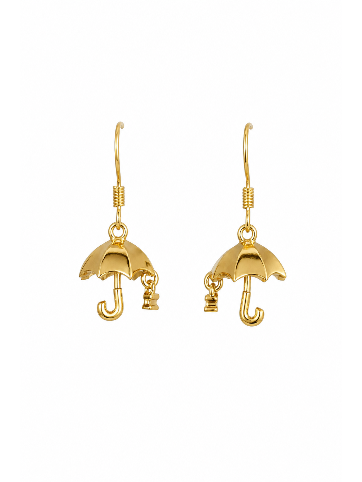 Plated Umbrella Drop Gold with Sterling Silver Posts Earring 1