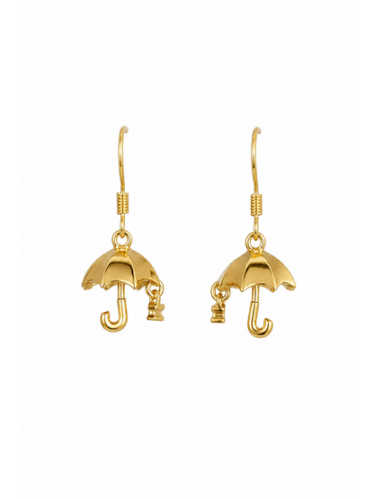 Plated Umbrella Drop Gold with Sterling Silver Posts Earring 1
