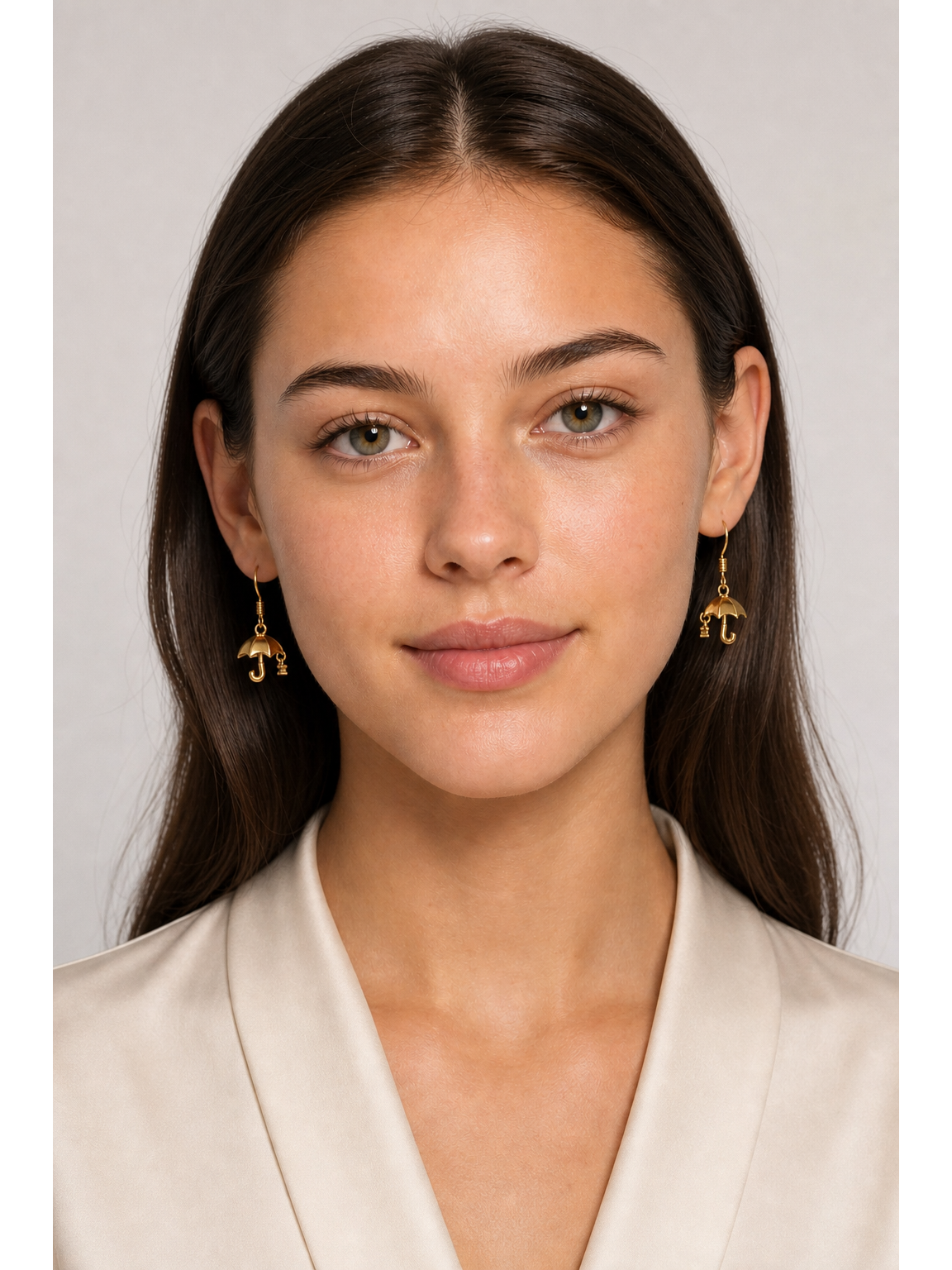 Plated Umbrella Drop Gold with Sterling Silver Posts Earring 2