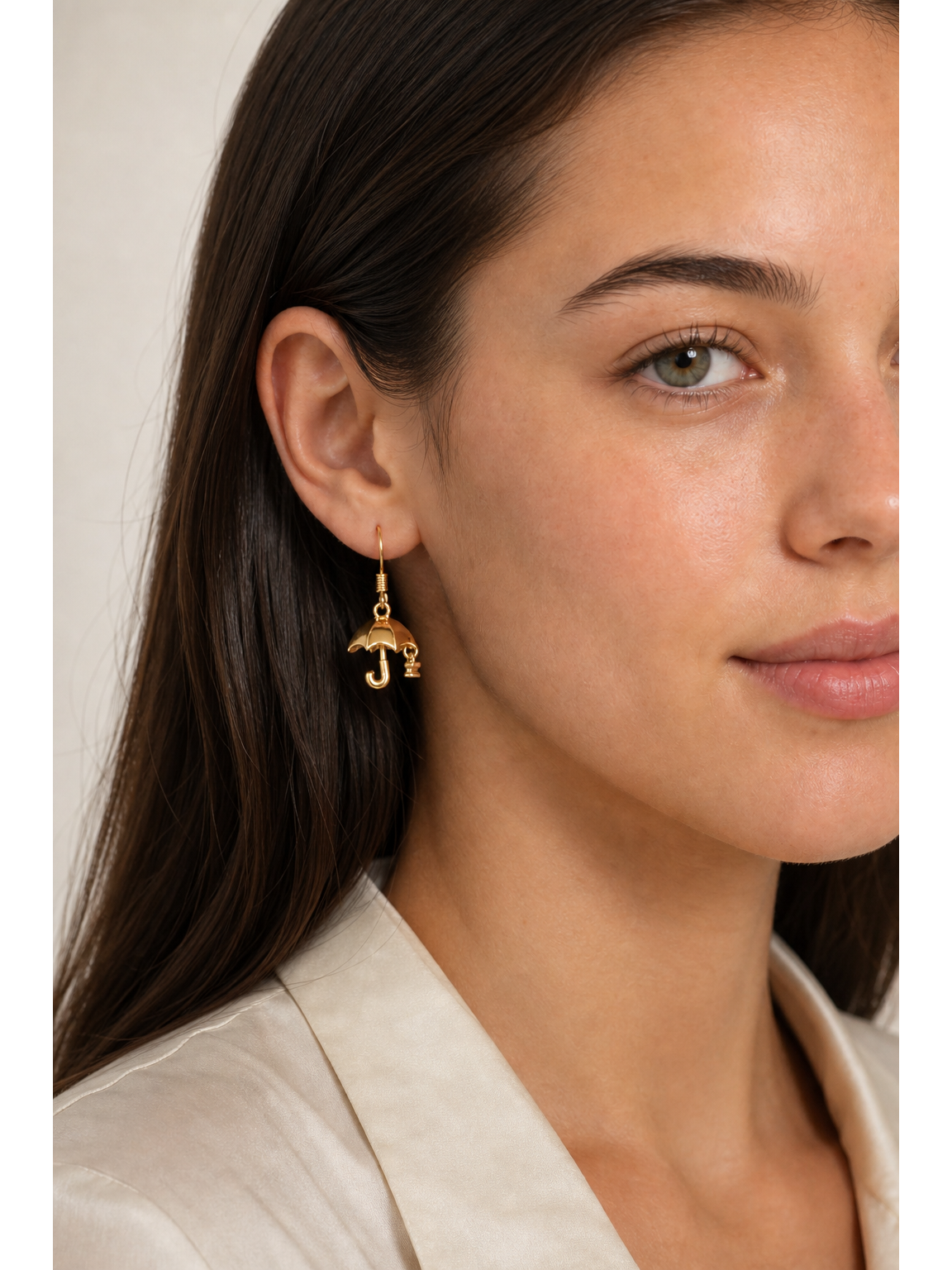 Plated Umbrella Drop Gold with Sterling Silver Posts Earring 3