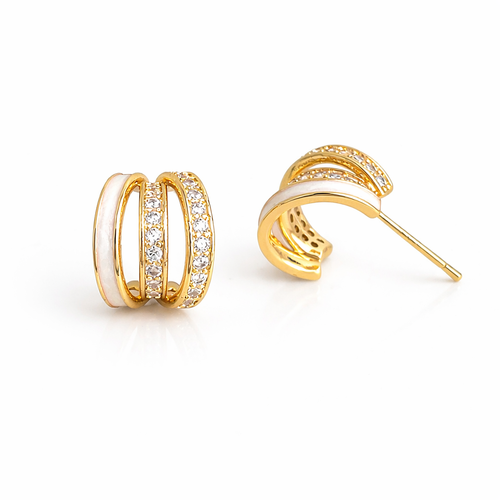 Zircon & Enamel Gold Plated with Sterling Silver Posts Earring 1