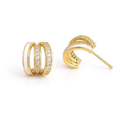 Zircon & Enamel Gold Plated with Sterling Silver Posts Earring 1