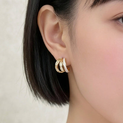 Zircon & Enamel Gold Plated with Sterling Silver Posts Earring 4