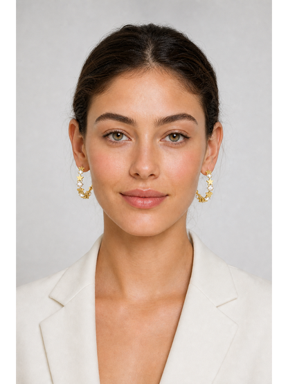 Star C-hoop With Zircon Gold with Sterling Silver Posts Earring 2