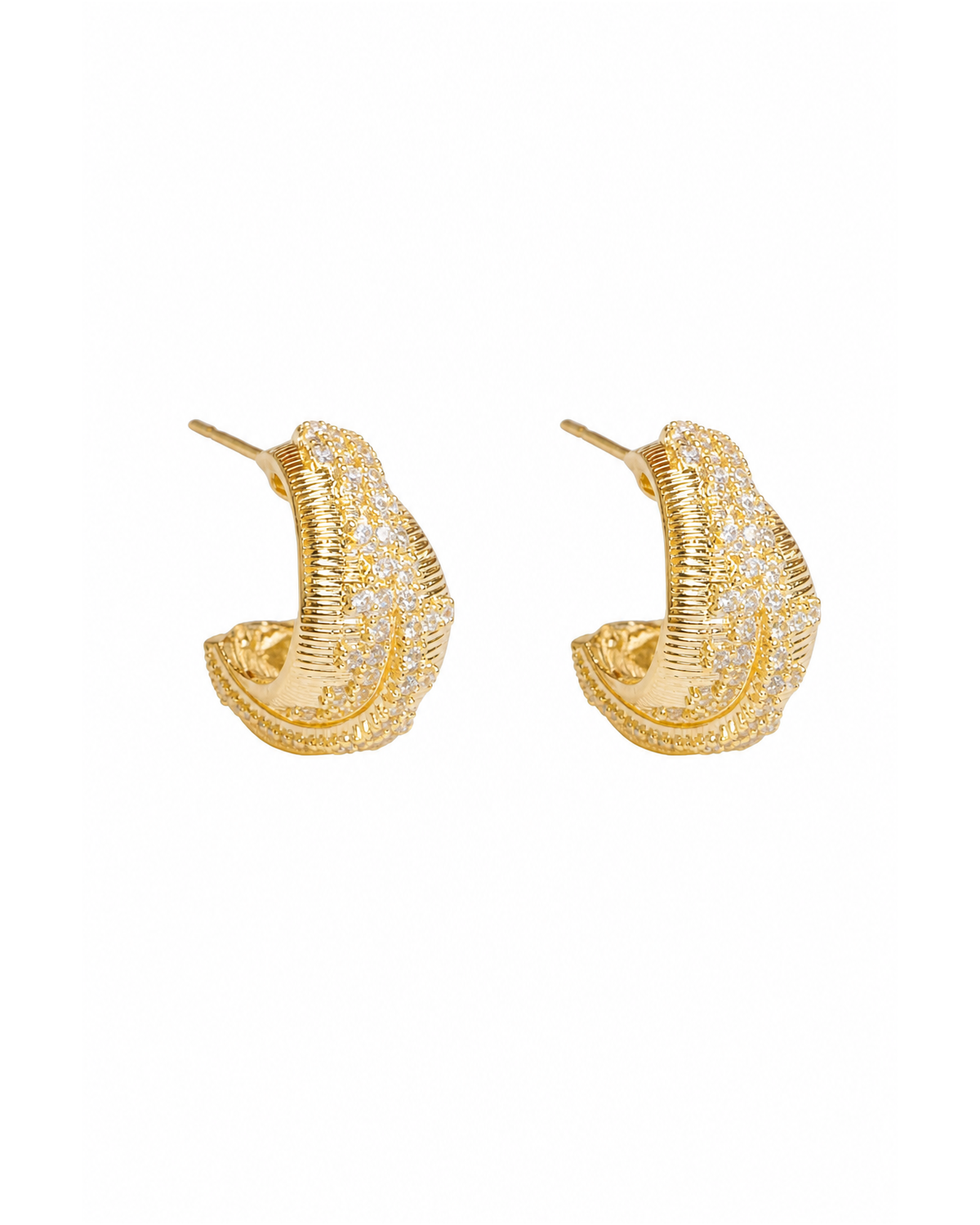 Zircon Crossover Gold with Sterling Silver Posts Earring 1