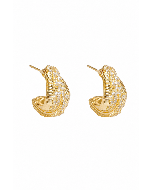 Zircon Crossover Gold with Sterling Silver Posts Earring 1