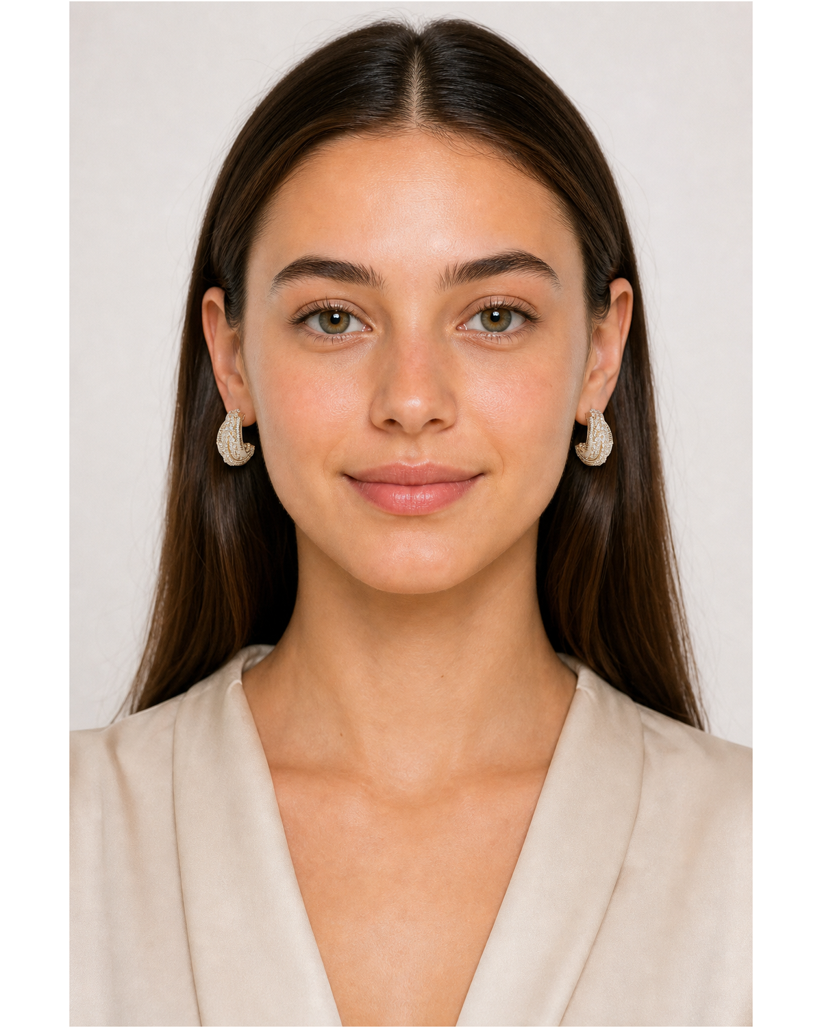 Zircon Crossover Gold with Sterling Silver Posts Earring 2