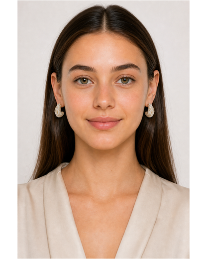 Zircon Crossover Gold with Sterling Silver Posts Earring 2