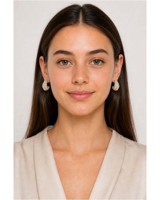 Zircon Crossover Gold with Sterling Silver Posts Earring 2