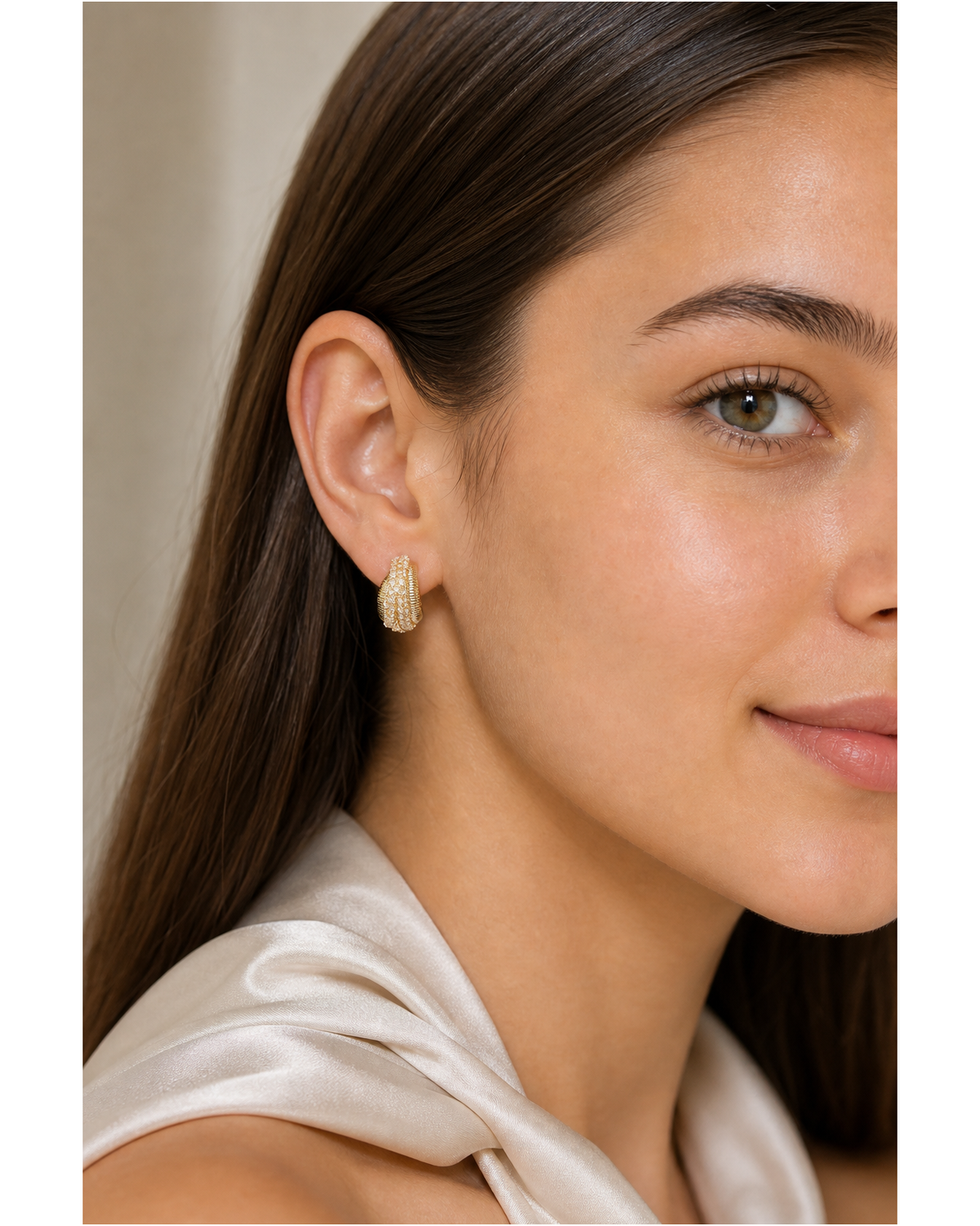 Zircon Crossover Gold with Sterling Silver Posts Earring 3