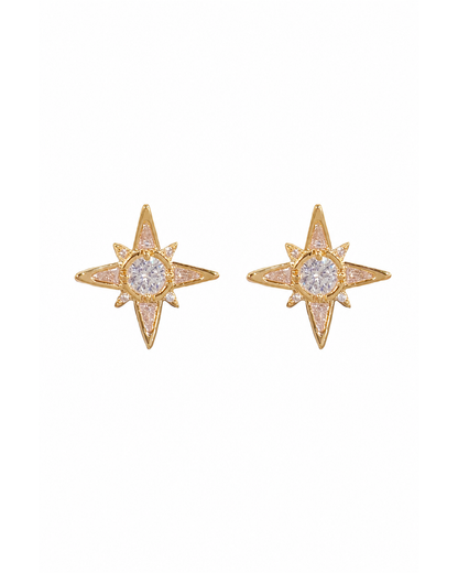 Zircon Star Gold with Sterling Silver Posts Earring 1