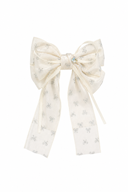 Elegant Sheer Bow Hair Clip with Silver Accent - 2 Pack 1
