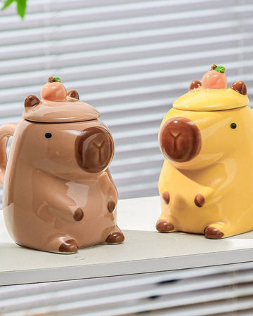 Capybara Ceramic Mug with Lid