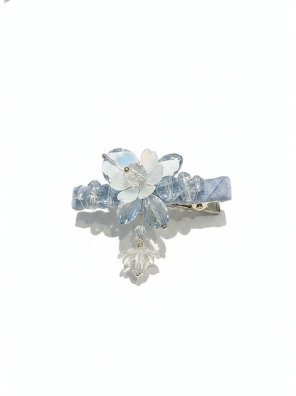Light Blue Floral Beaded Hair Clip 1