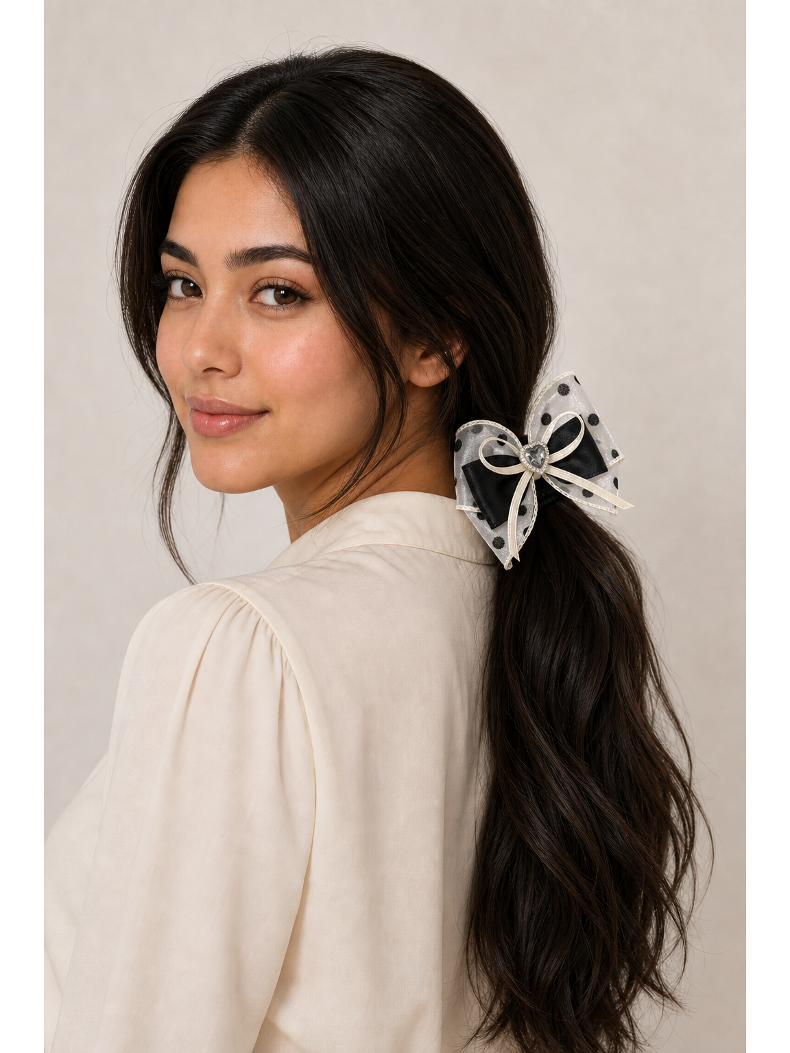 Oversized Polka Dot Bow Scrunchie 2