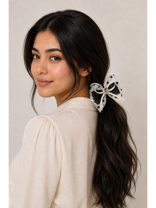 Oversized Polka Dot Bow Scrunchie 2