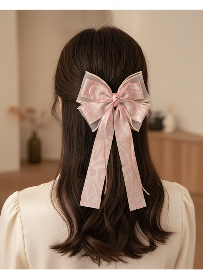 Pink Bow Hair Clip - Set of 2 3