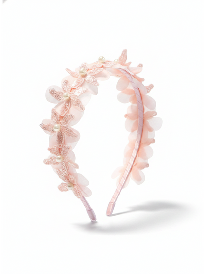 Pink Floral Pearl Headband 1