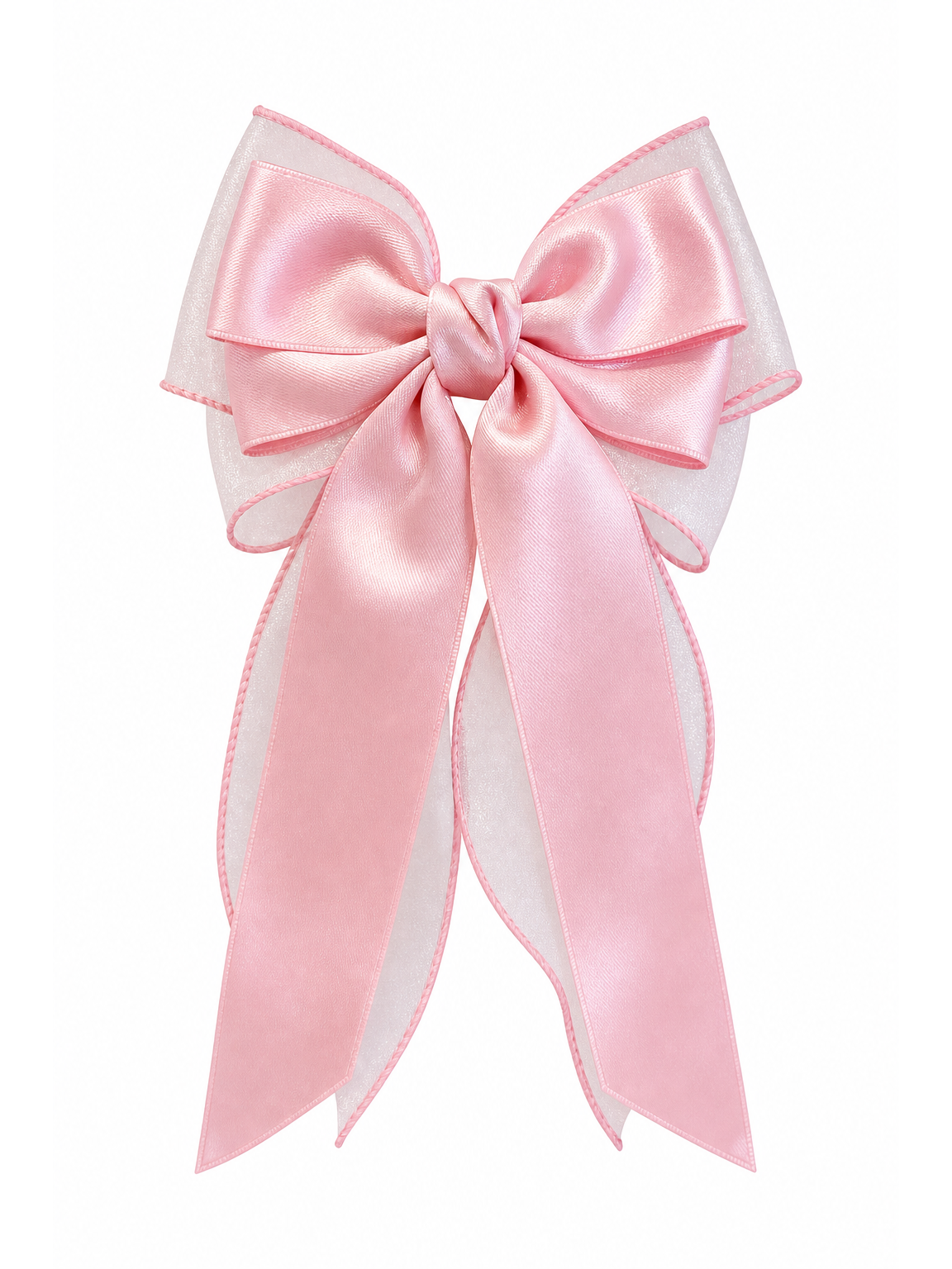Pink Layered Ribbon Bow Hair Clip 1