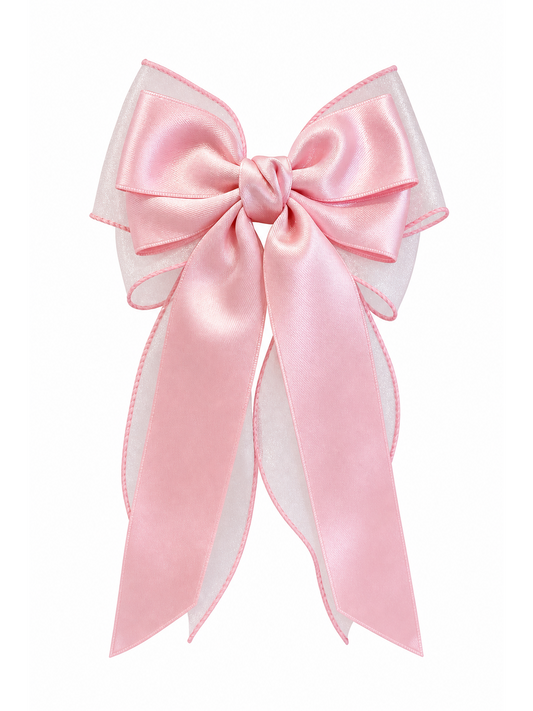 Pink Layered Ribbon Bow Hair Clip 1