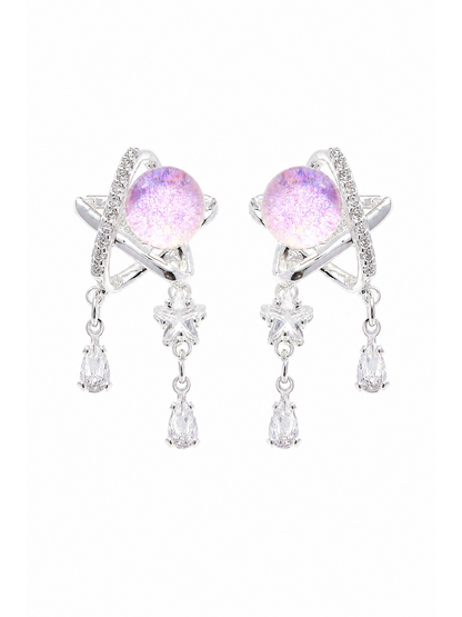 Pink Pearl Star Drop Rhodium with Sterling Silver Posts Earring 1
