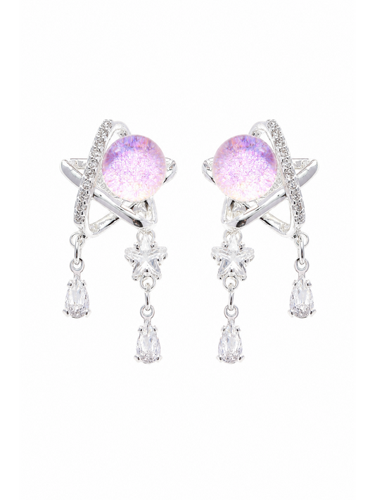 Pink Pearl Star Drop Rhodium with Sterling Silver Posts Earring 1